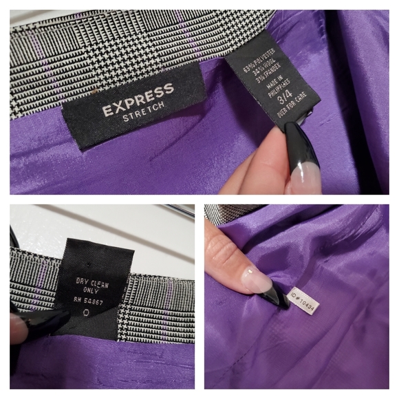 *vintage* Y2K Express gray/purple plaid wrap skirt with buckle size 3/4 - Picture 8 of 11